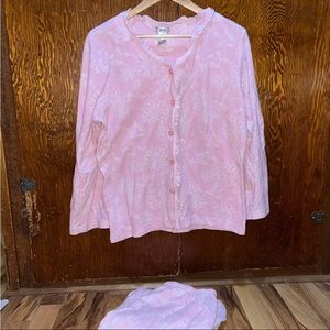 adonna size Large 2-piece pajama set fleece PINK with Flowers
